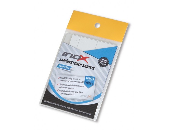 İnox Laminasyonlu Kartlık Yatay 104X74 Mm 5 Li Paket