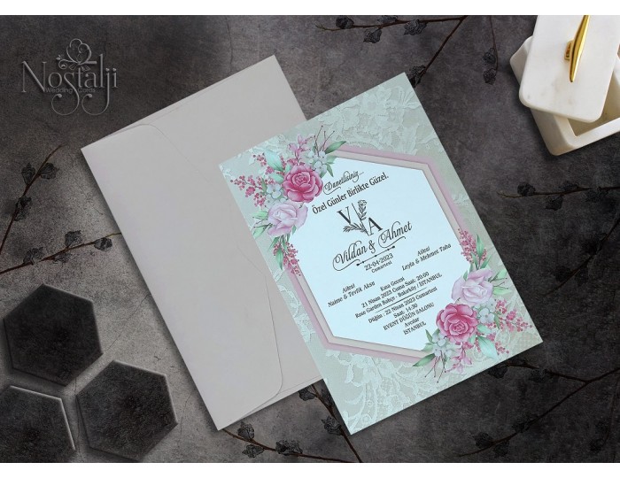Düğün Davetiyesi Nostalji Yağmur Cem 9027