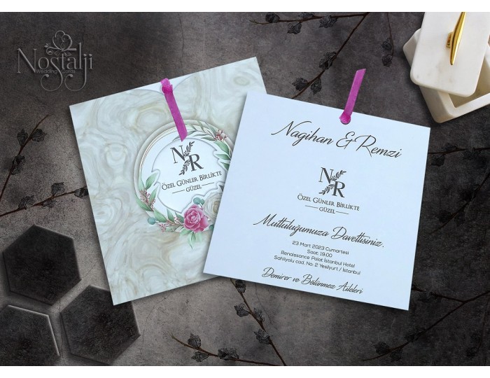 Düğün Davetiyesi Nostalji Yağmur Cem 9056