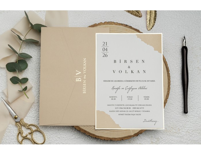 Düğün Davetiyesi Ekonom Erdem Davetiye 9247 Baskı Dahil