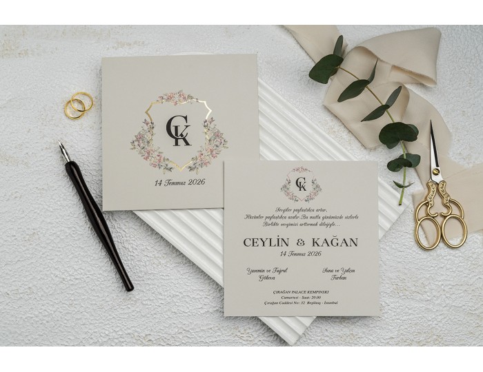 Düğün Davetiyesi Ekonom Erdem Davetiye 9289 Baskı Dahil