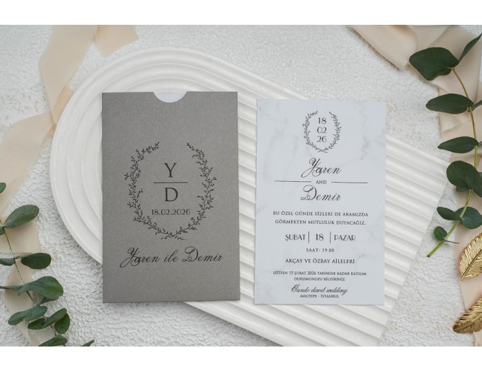 Düğün Davetiyesi Ekonom Erdem Davetiye 9297 Baskı Dahil