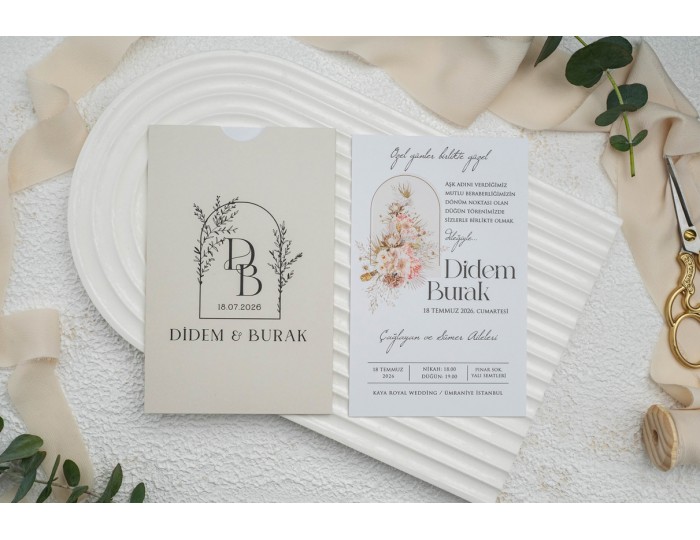 Düğün Davetiyesi Ekonom Erdem Davetiye 9298 Baskı Dahil