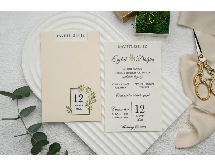 Düğün Davetiyesi Ekonom Erdem Davetiye 9271 Baskı Dahil