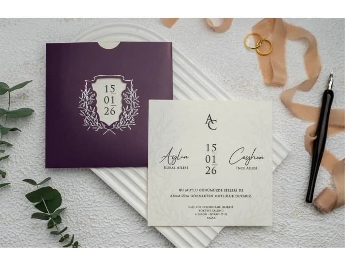 Düğün Davetiyesi Ekonom Erdem Davetiye 9284 Baskı Dahil