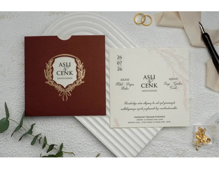 Düğün Davetiyesi Ekonom Erdem Davetiye 9288 Baskı Dahil