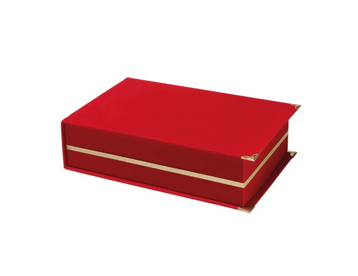 KAŞMİR KIRMIZI KADİFE PLAKET KUTUSU (14X24 CM)