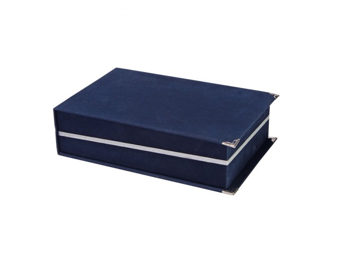 KAŞMİR LACİVERT KADİFE PLAKET KUTUSU (14X24 CM)