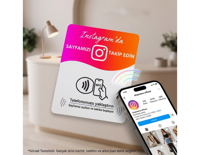 NFC İnstagram Takip Kartı 5 Li Set