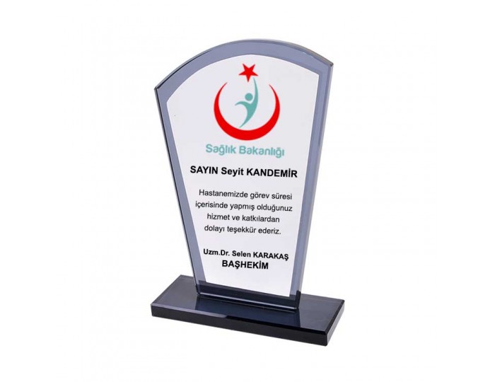 Kristal - Cam Plaket Baskı Metalli Kişiye ve Kurumlara Özel Baskılı