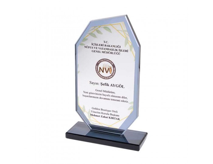 Kristal - Cam Plaket Baskı Metalli Kişiye ve Kurumlara Özel Baskılı