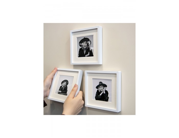 Yapışkanlı Sök-tak Paspartulu Siyah 14x14cm Pola Kare Fotoğraf Çerçevesi - 3'lü Paket