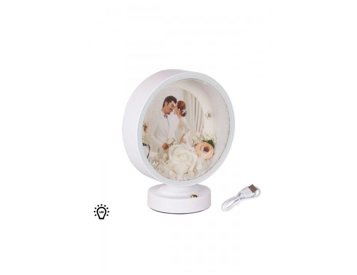 3D LED'li Çiçek Arajmanlı Fotoğraflı Abajur