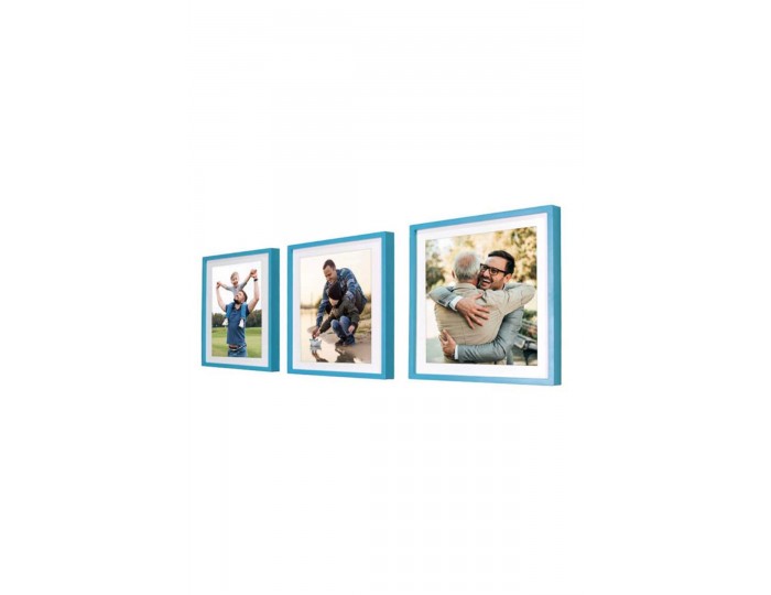 Photo Yapışkanlı Sök Tak Kare Çerçeve - Mavi 3'lü Paket