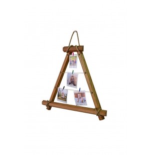 Ahşap Ipli Mandallı Üçgen Duvar Fotoğraf Çerçevesi - 50x50 Ahşap Ipli Mandallı Üçgen Duvar Fotoğraf Çerçevesi - 50x50