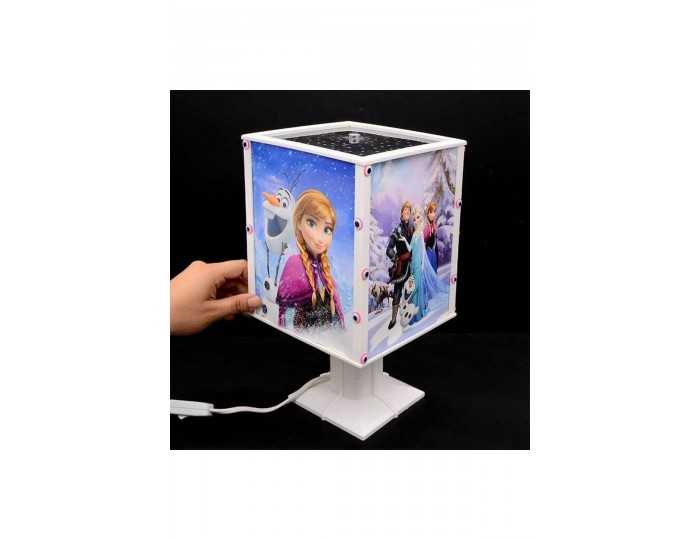 Dönen Abajur Pembe Boncuk Fotoğraflı Gece Lambası