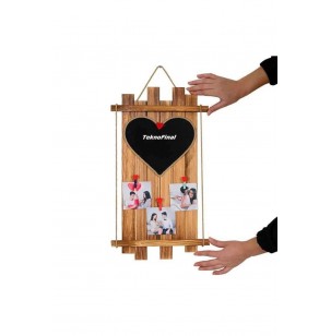 Ahşap Kalp Karatahtalı Asimetrik Mandallı Çerçeve 23x54 Ahşap Kalp Karatahtalı Asimetrik Mandallı Çerçeve 23x54