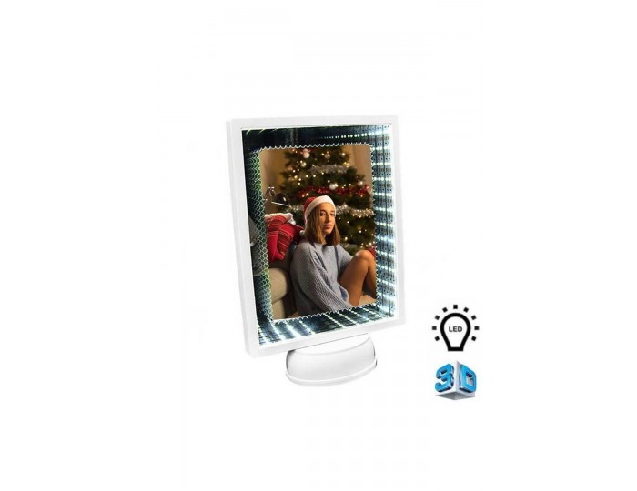 3d Ledli Işıklı Aynalı Dikdörtgen Fotoğraf Çerçevesi