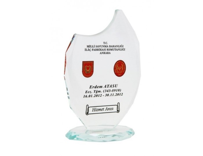Kristal - Cam Plaket Kişiye ve Kurumlara Özel Baskılı